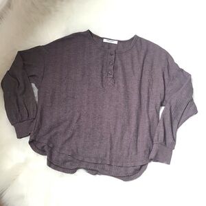 PROJECT Social T Women’s 3 Button Thermal Ribbed Henley Shirt Size Small